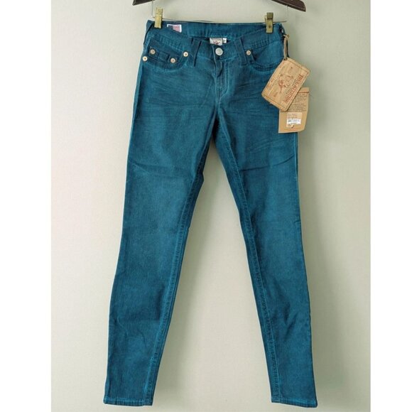 True Religion Women's Jeans NWT Casey Peacock Size 28 Skinny Made in USA - Picture 1 of 5